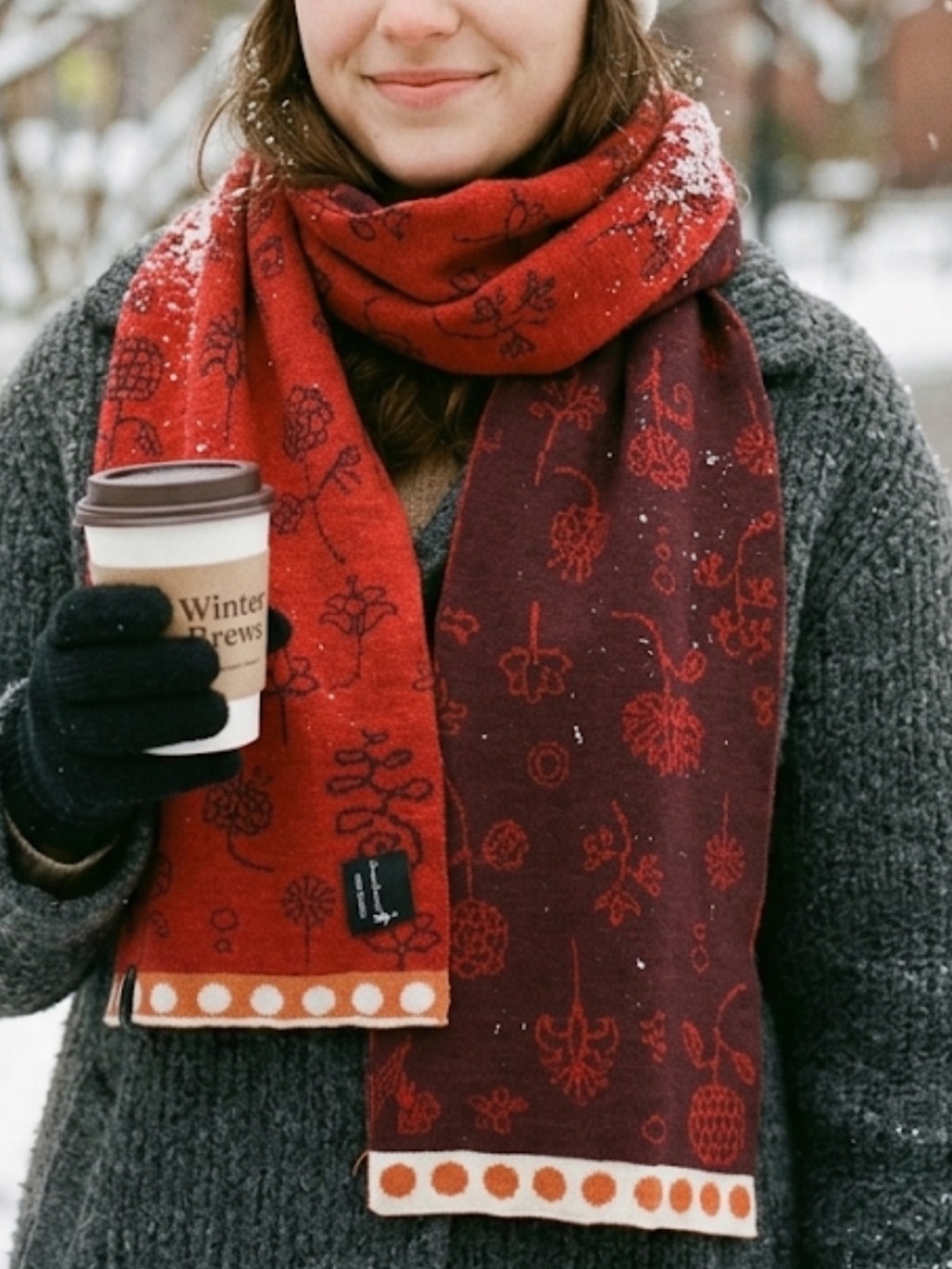 Smartwool winter scarf red maroon cream NWOT